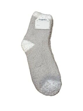 2 Pair Snugadoo Cozy Fuzzy Crew Socks Gray & White, Blue & WhiteSoft Plush Socks